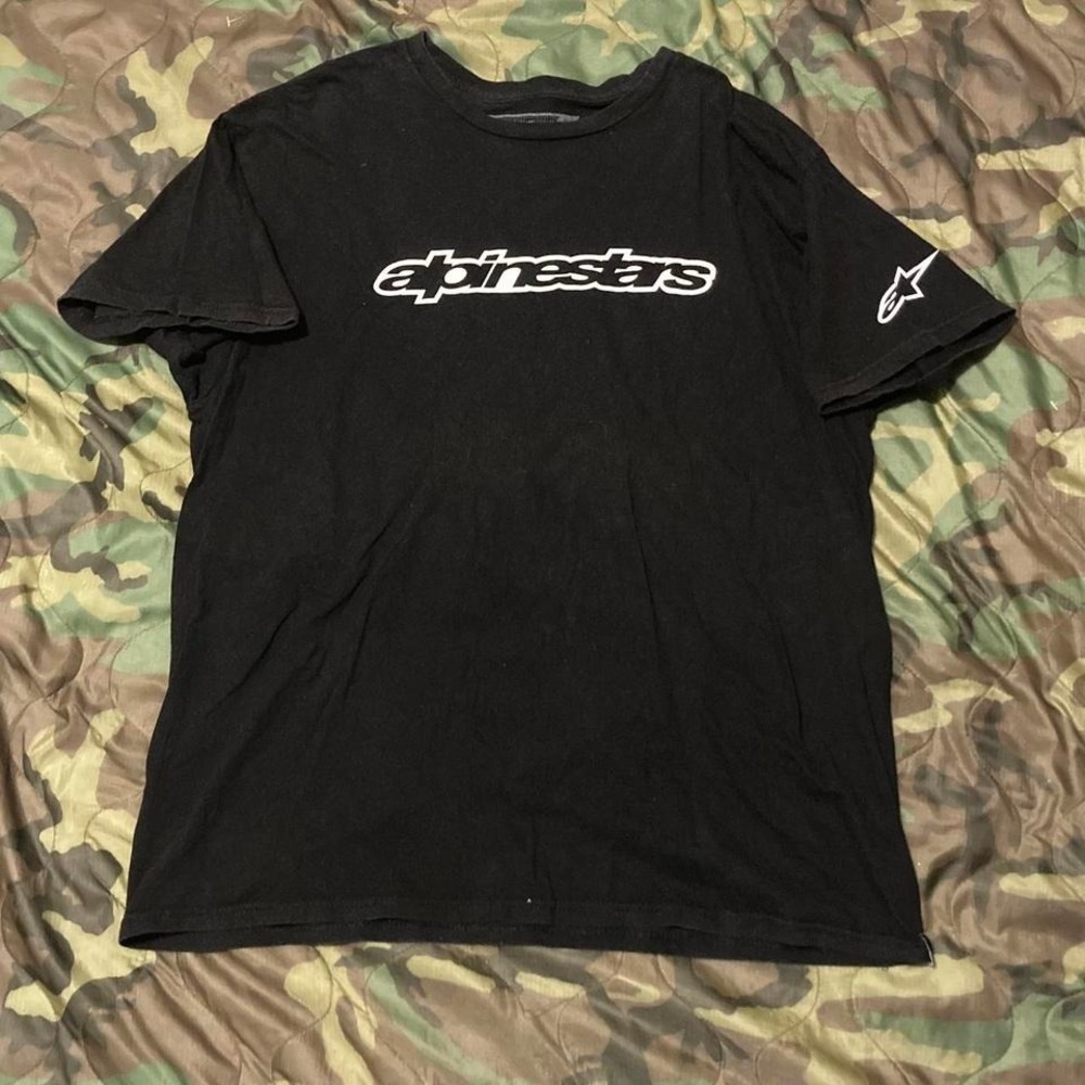 Alpinestars black cotton logo tee sleeve hit y2k extreme sports XL/23
